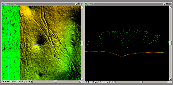 perfil dolina puntos LiDAR